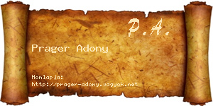 Prager Adony névjegykártya
